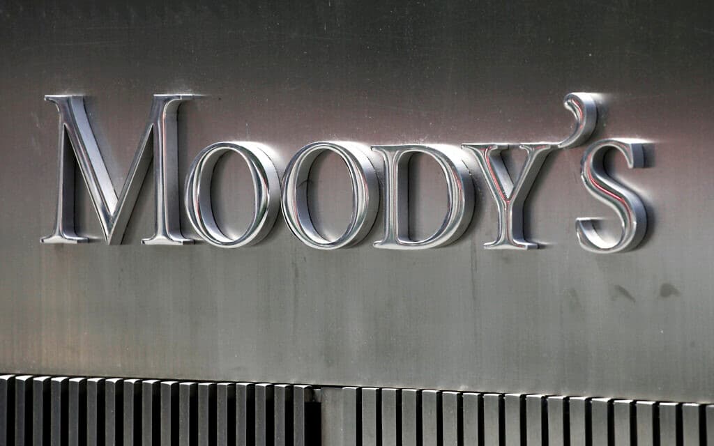 A sign for credit rating agency Moody's in New York