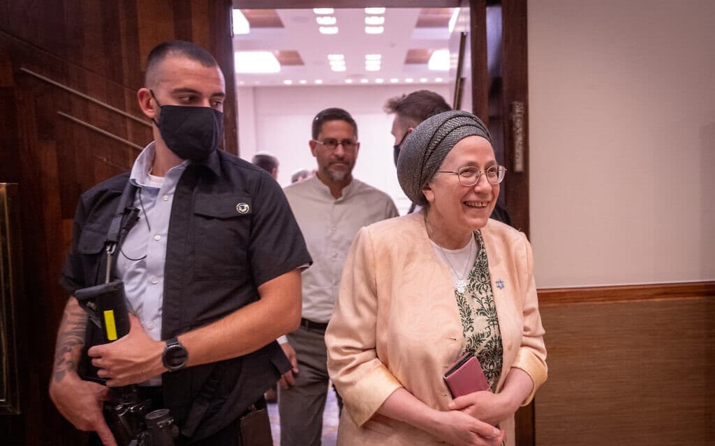 Settlements Minister Orit Strock at the Religious Zionism primary vote in Jerusalem