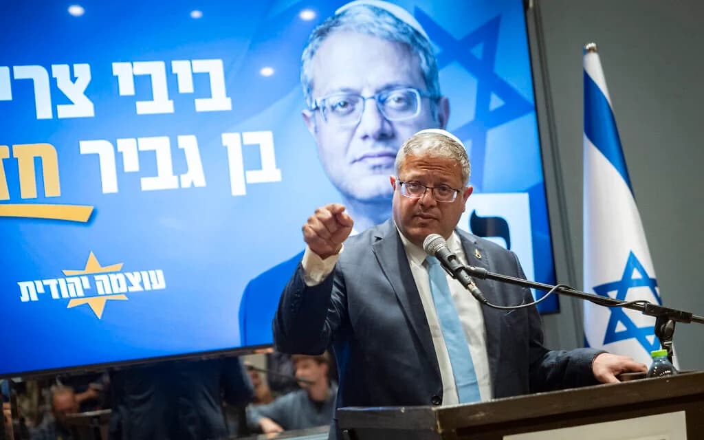 National Security Minister Itamar Ben Gvir attends a press conference ahead of the election