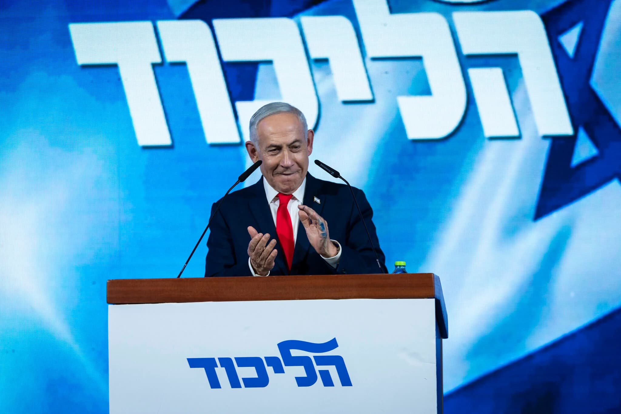 ראש הממשלה בנימין נתניהו במטה הבחירות של מפלגת הליכוד בירושלים