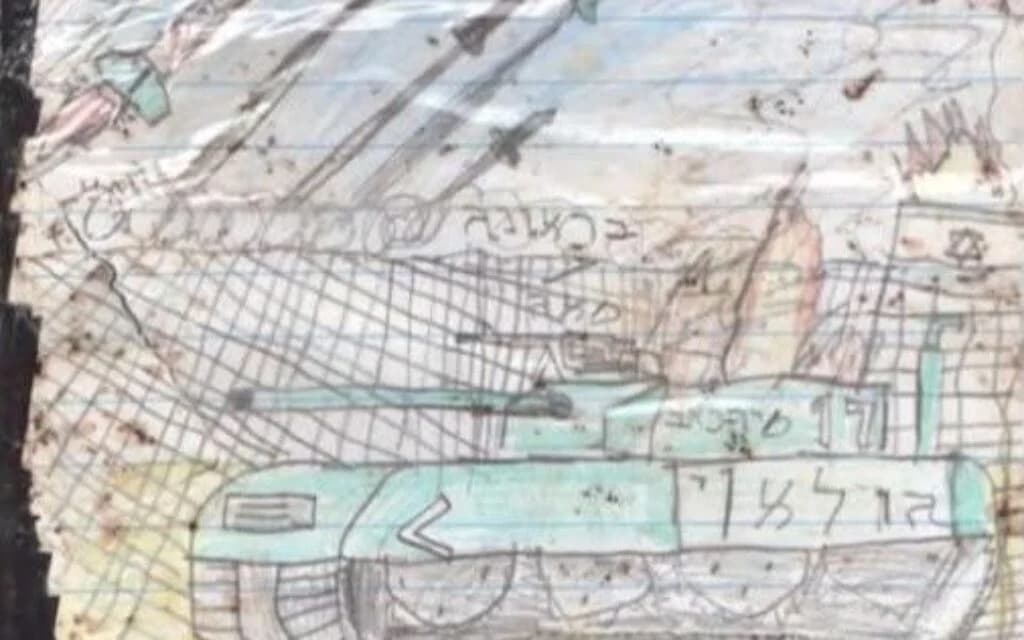 A drawing the IDF says was made by Hamas chief Yahya Sinwar's son Ibrahim at the start of the war