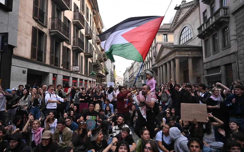 Protesters clash with police during a cost-of-living demonstration in Milan