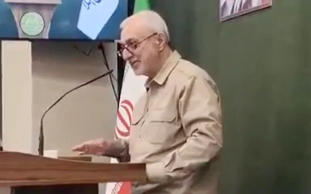 Iranian defense minister Mehrdad Akhlaghi delivers a statement after his appointment was confirmed